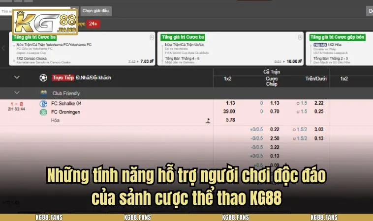 the thao kg88 3 Những tính năng hỗ trợ người chơi độc đáo của sảnh cược thể thao KG88